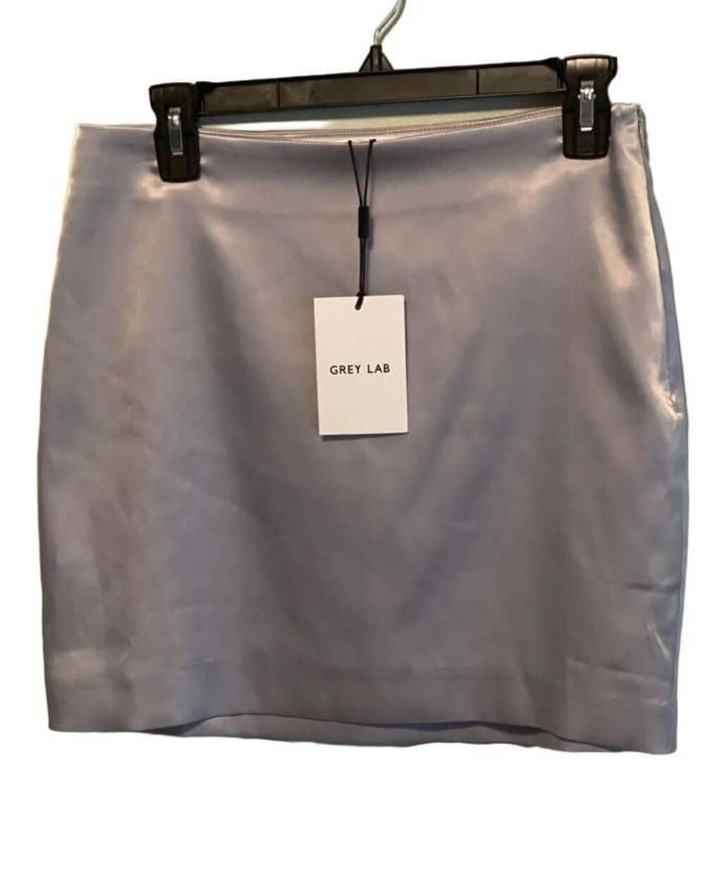 Silver Satin Mini Skirt Metallic Party Clubwear Holiday Glam Sz M, NWT